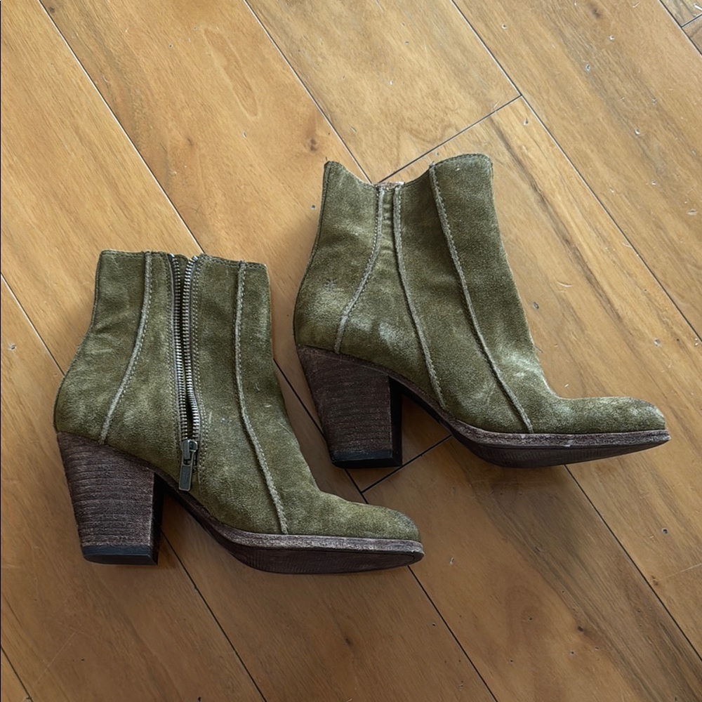 Frye Olive Green Suede Ankle Boots
